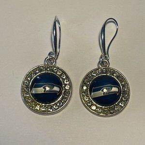 Seattle Seahawks NFL Rhinestone Earrings NEW